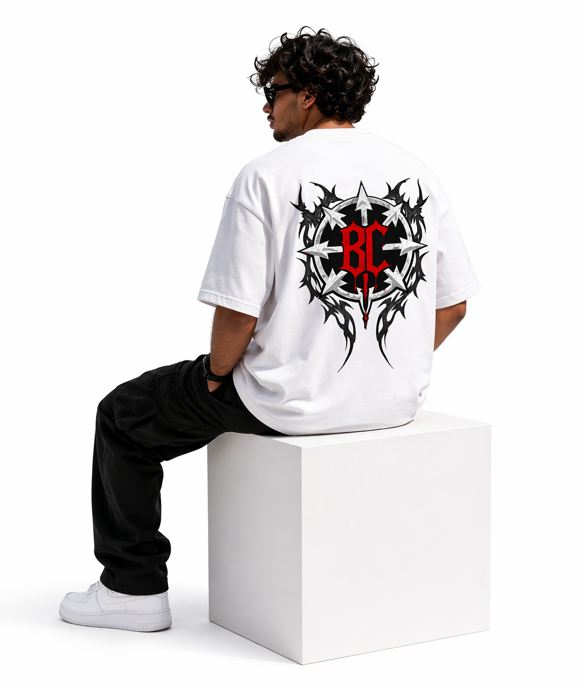 Born Chaos White Oversized Unisex T-Shirt
