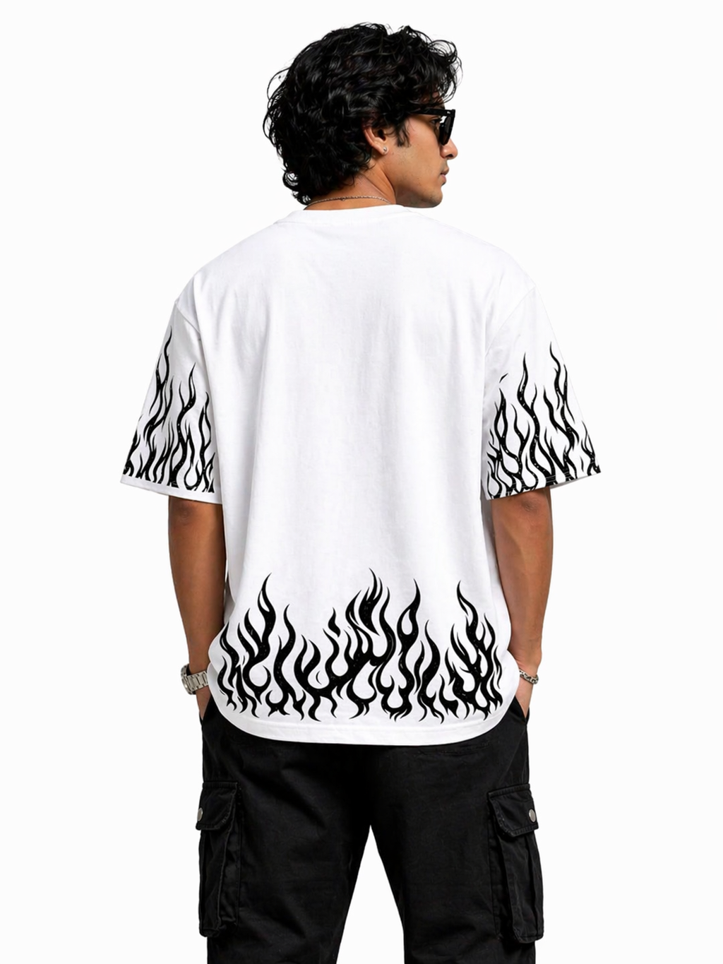 Flame butterfly Oversized unisex T-Shirt- White