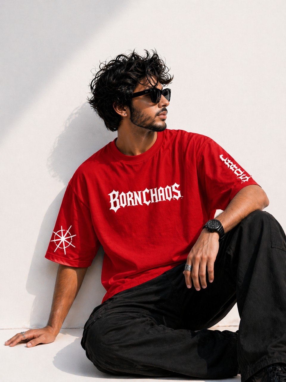 Born Chaos Red Oversized Unisex T-Shirt