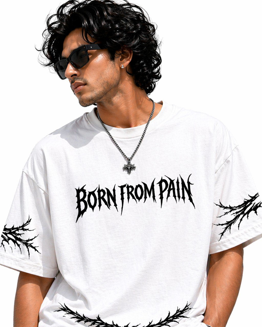 Born From Pain White Oversized Unisex T-Shirt