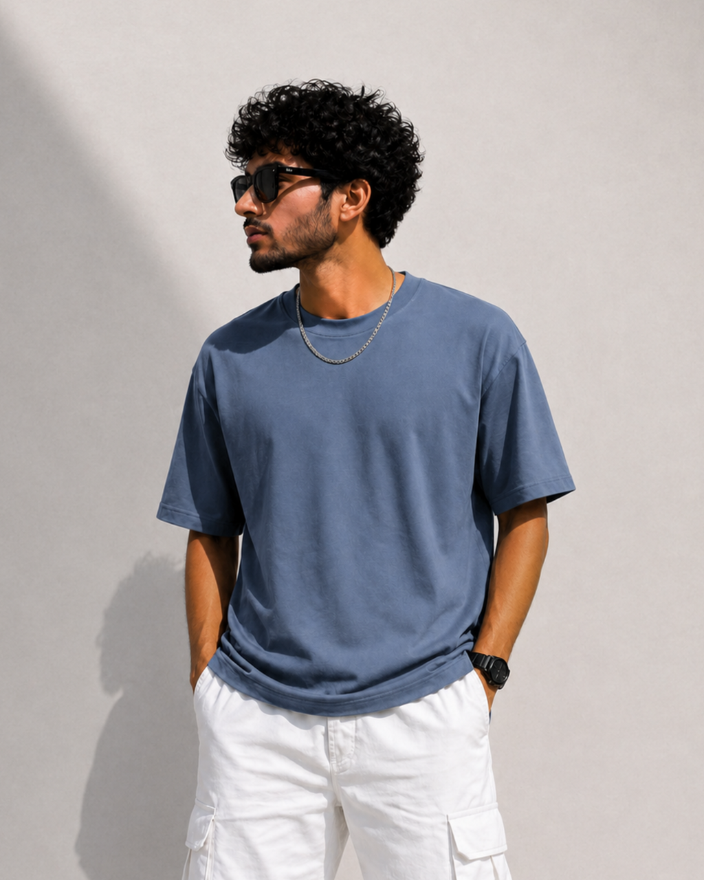 Blue grey Plain Oversized T-Shirt | 100% Premium Cotton