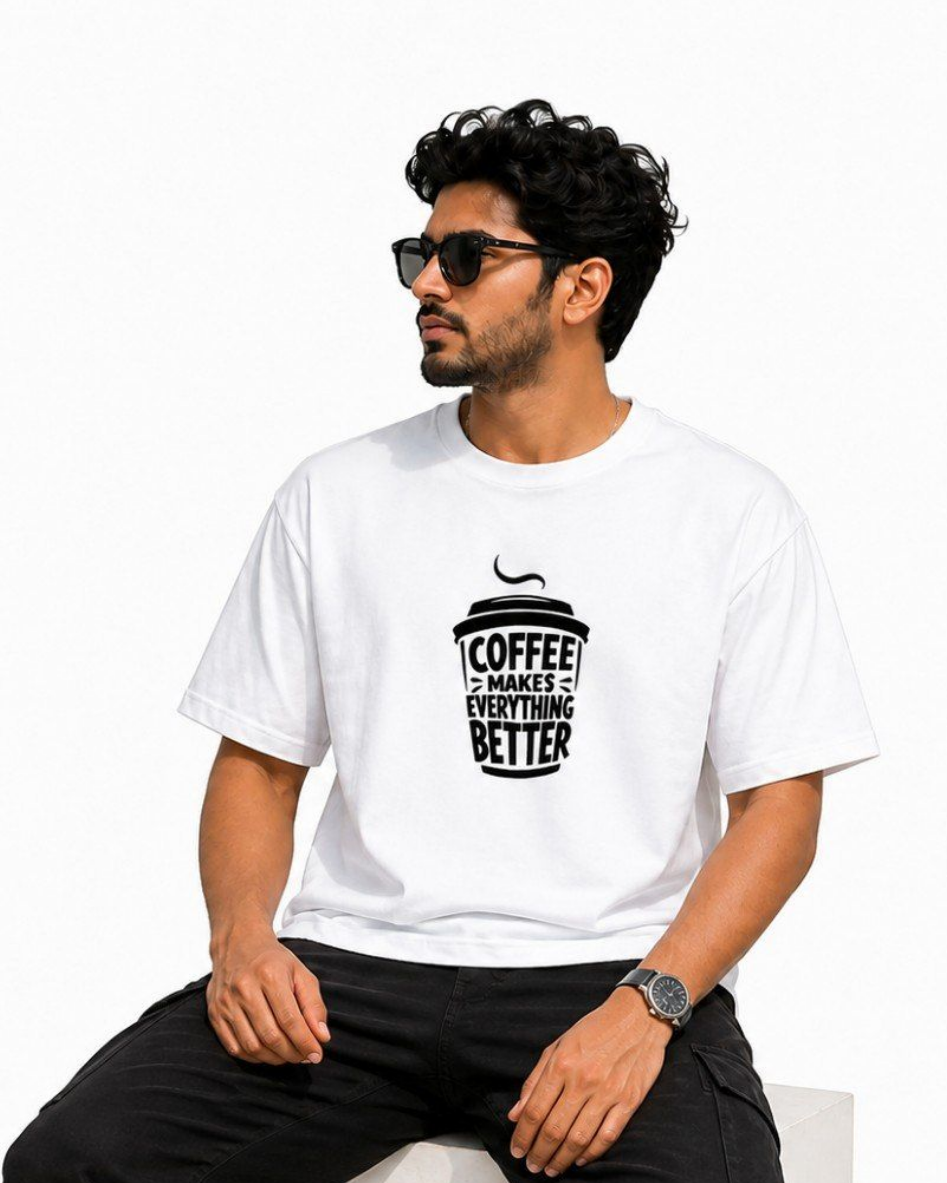 Coffee Quote T-Shirt – White
