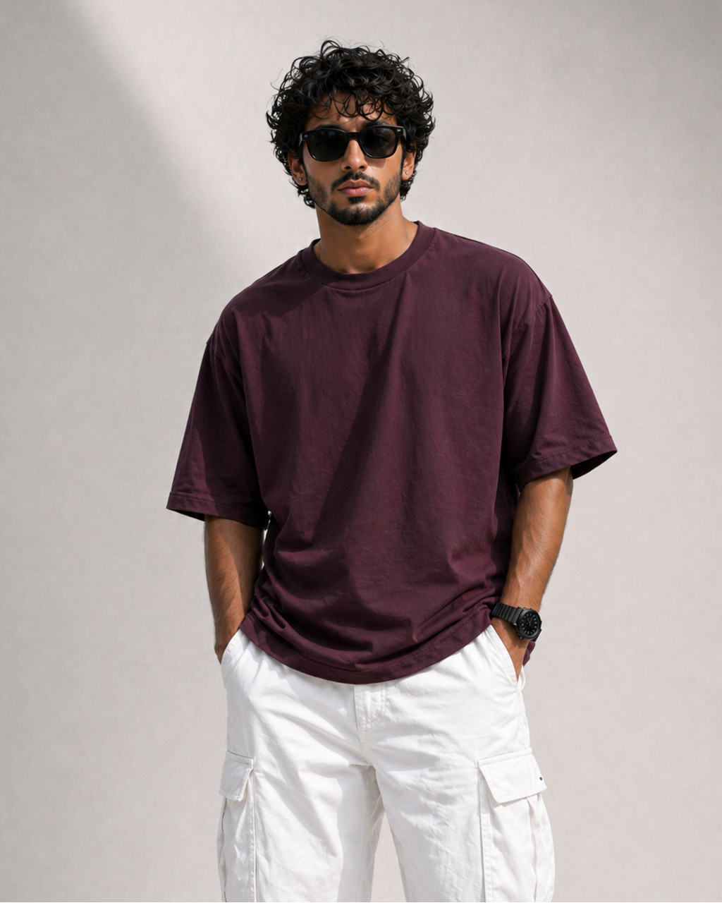 Deep Plum plain Oversized T-Shirt | 100% Premium Cotton