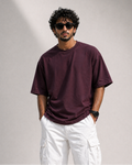 Deep Plum plain Oversized T-Shirt | 100% Premium Cotton