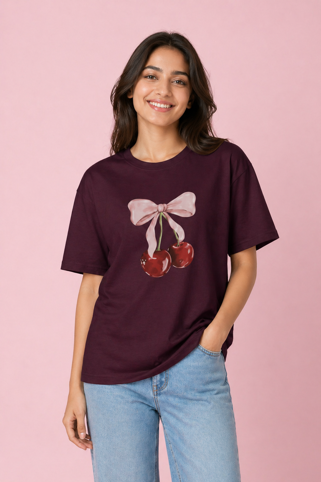 Cherry Bow Oversized Unisex T-Shirt