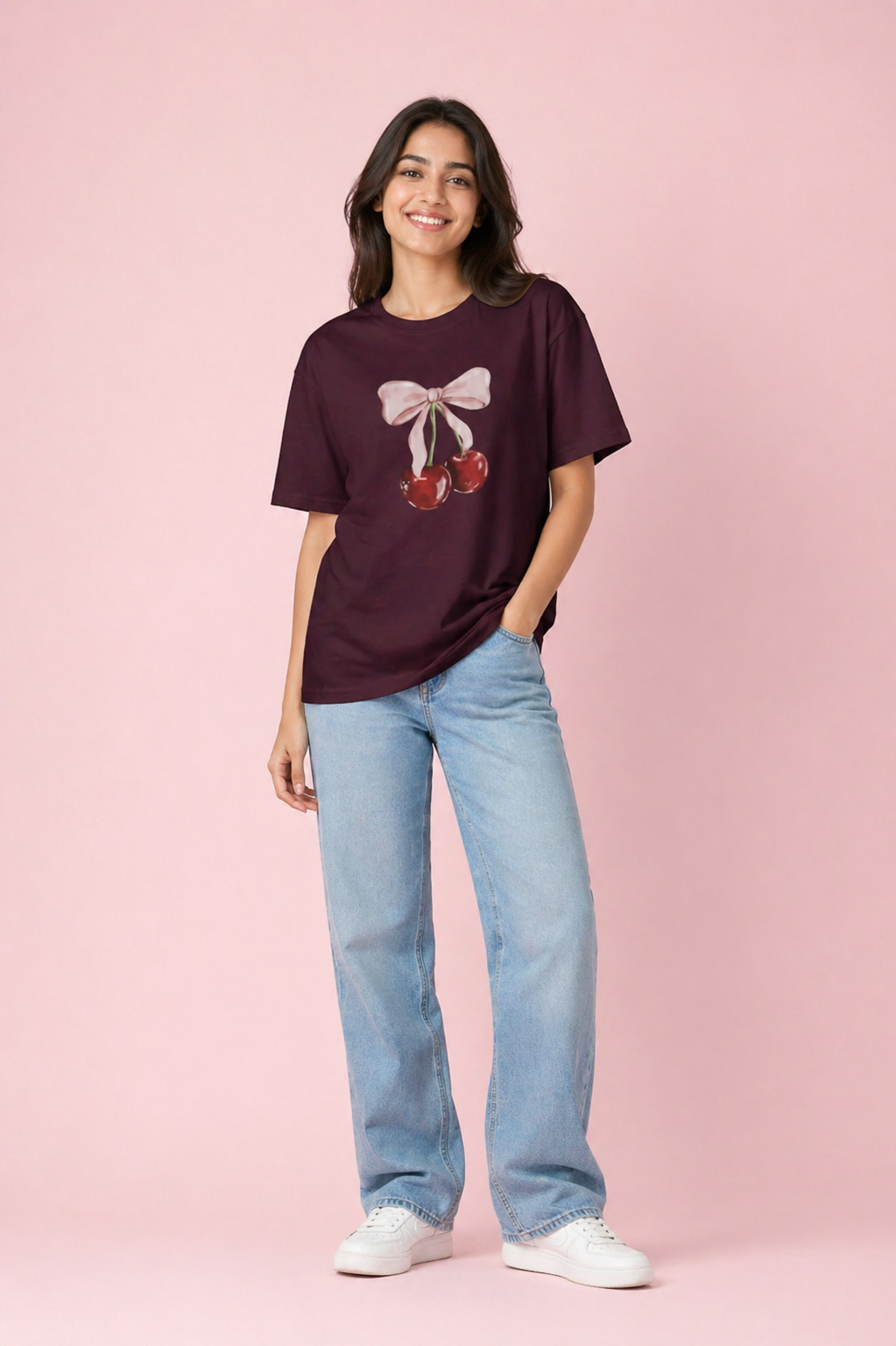Cherry Bow Oversized Unisex T-Shirt