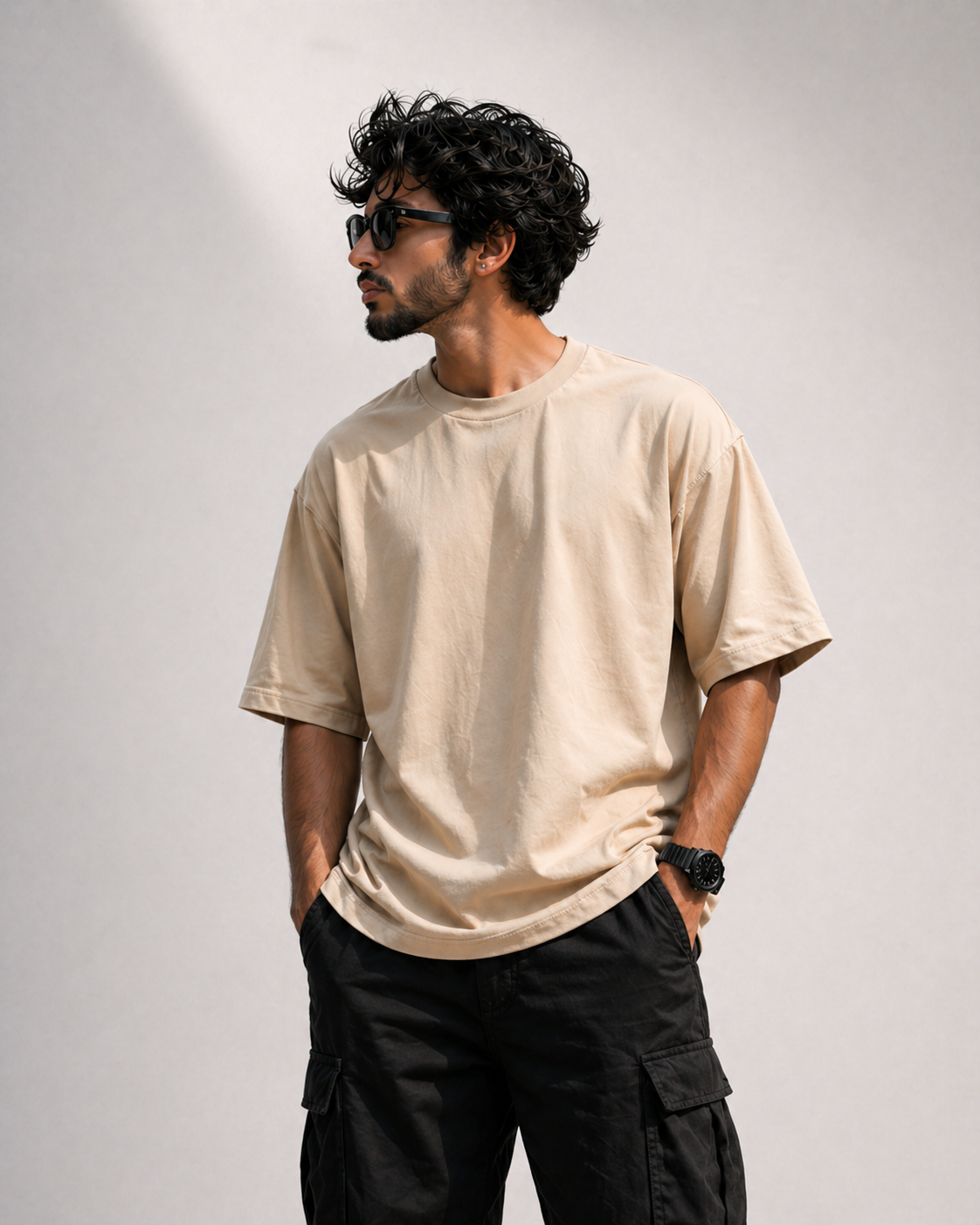 Beige Plain Oversized T-Shirt | 100% Premium Cotton