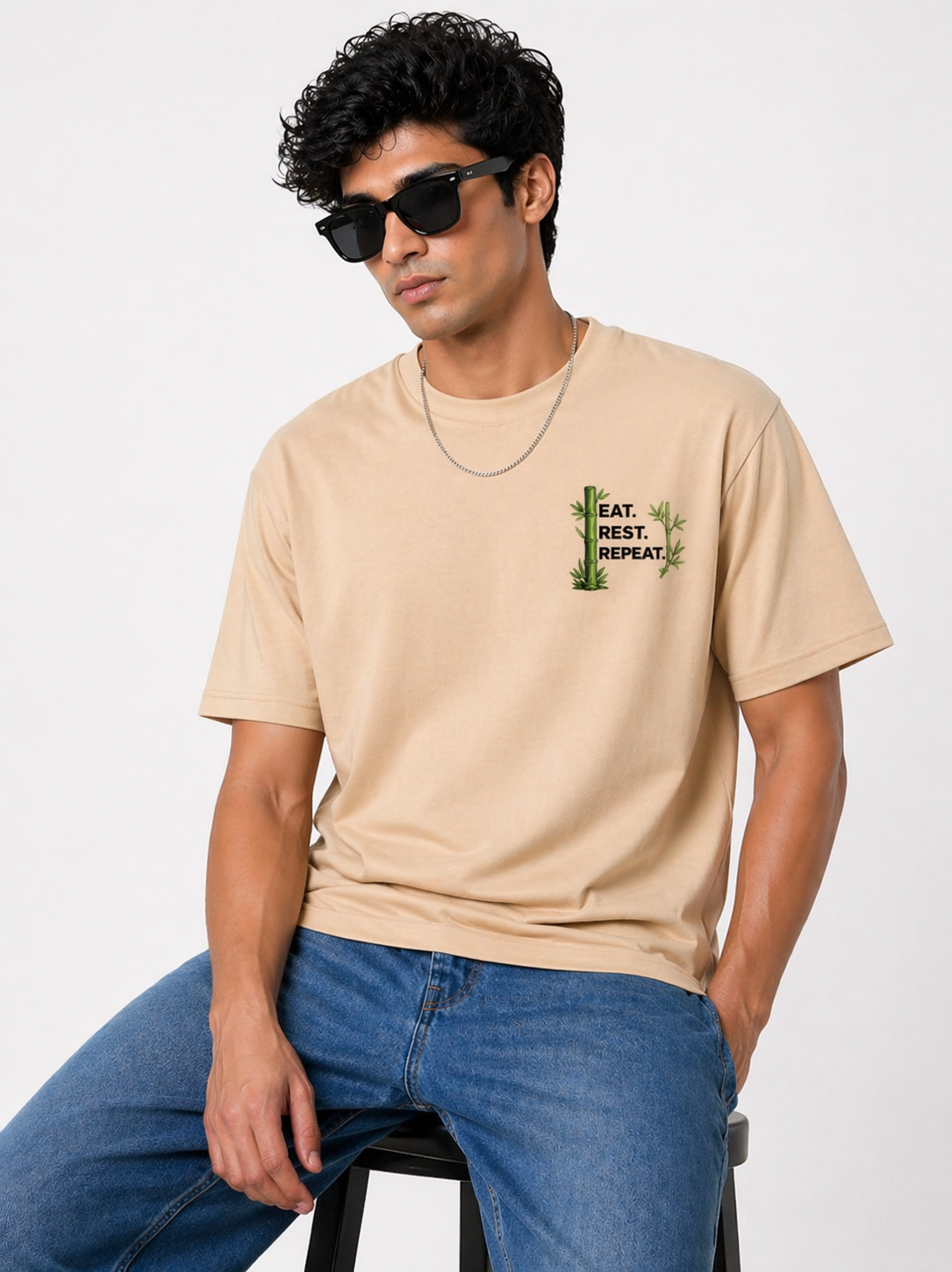 Eat. Rest. Repeat. – Regular Fit Graphic T-Shirt