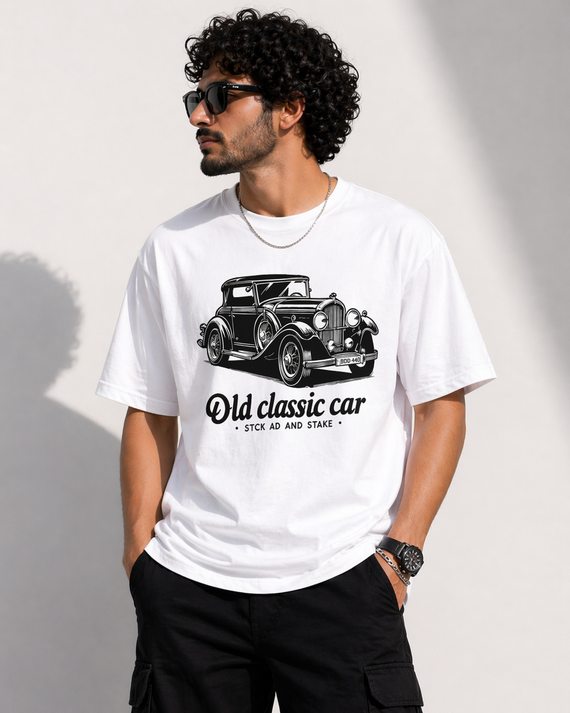 Vintage Old Classic unisex oversized Car Tee