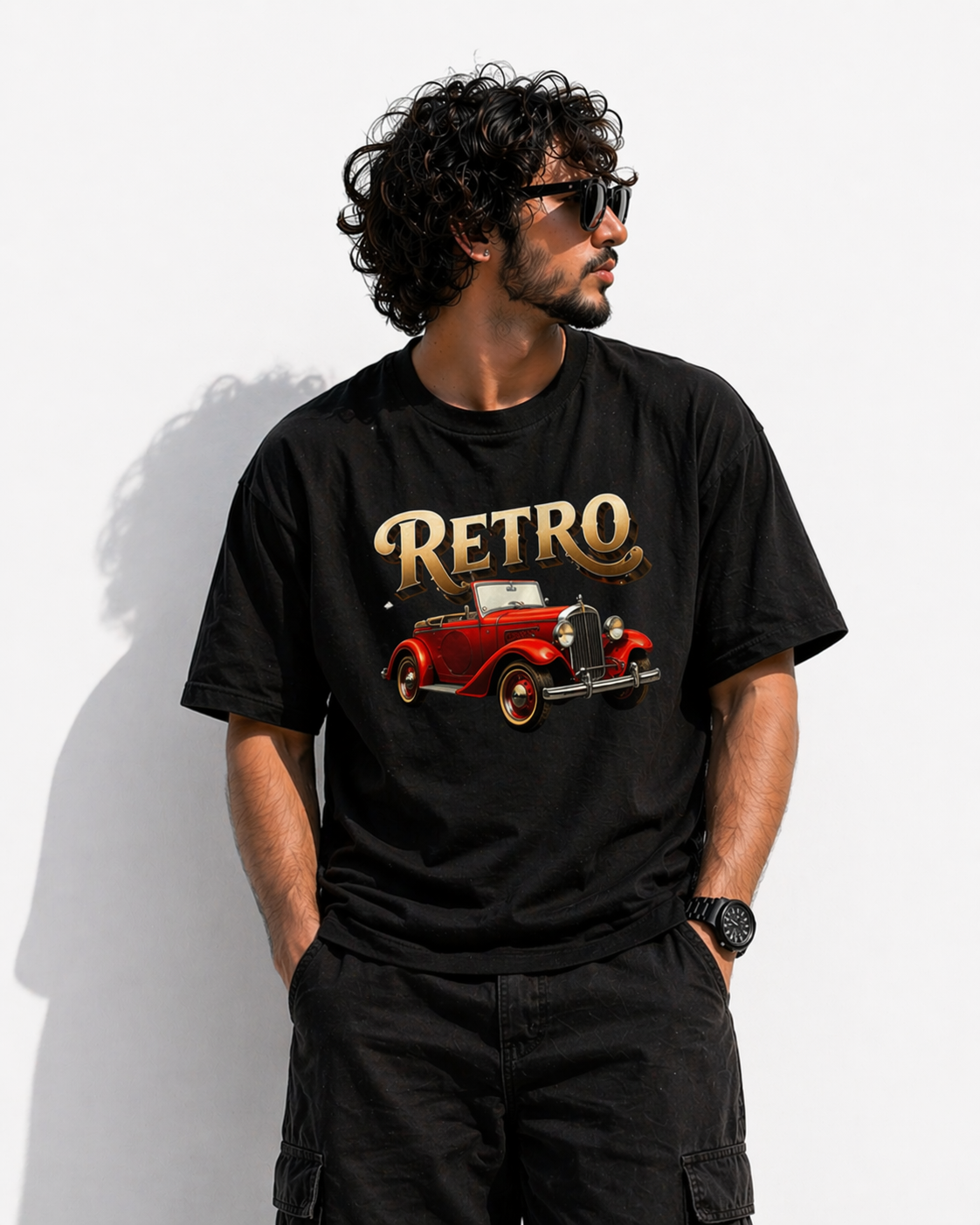 Retro Classic Red unisex oversized Car Tee