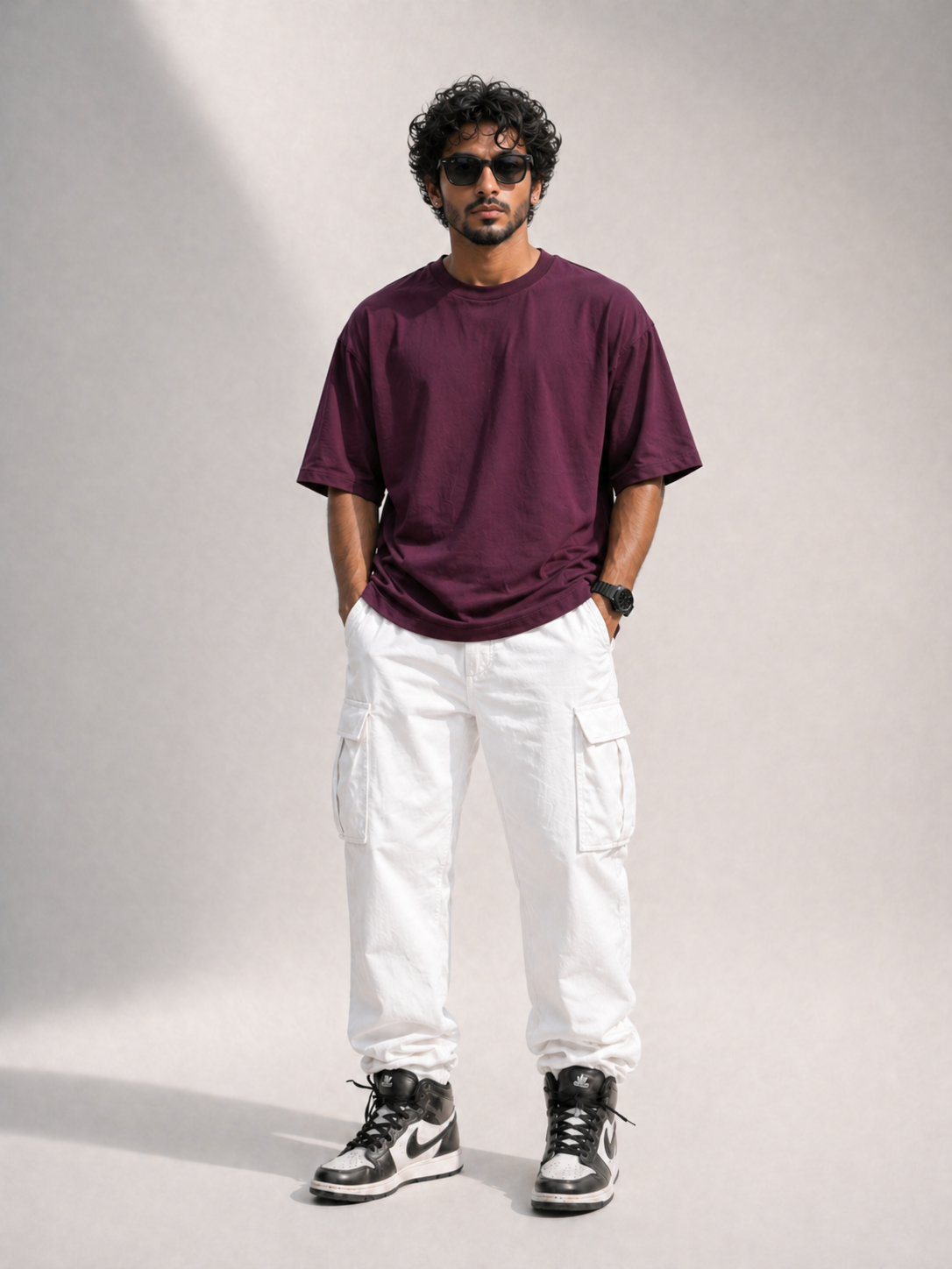 Deep Plum plain Oversized T-Shirt | 100% Premium Cotton