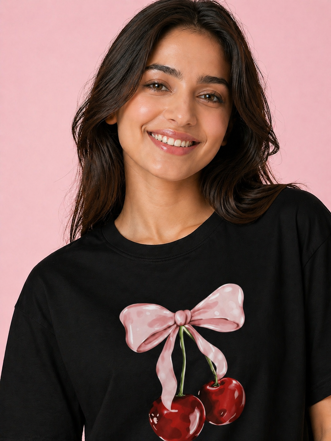 Cherry Bow Oversized Unisex T-Shirt