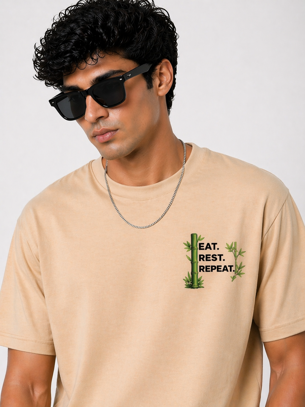 Eat. Rest. Repeat. – Regular Fit Graphic T-Shirt