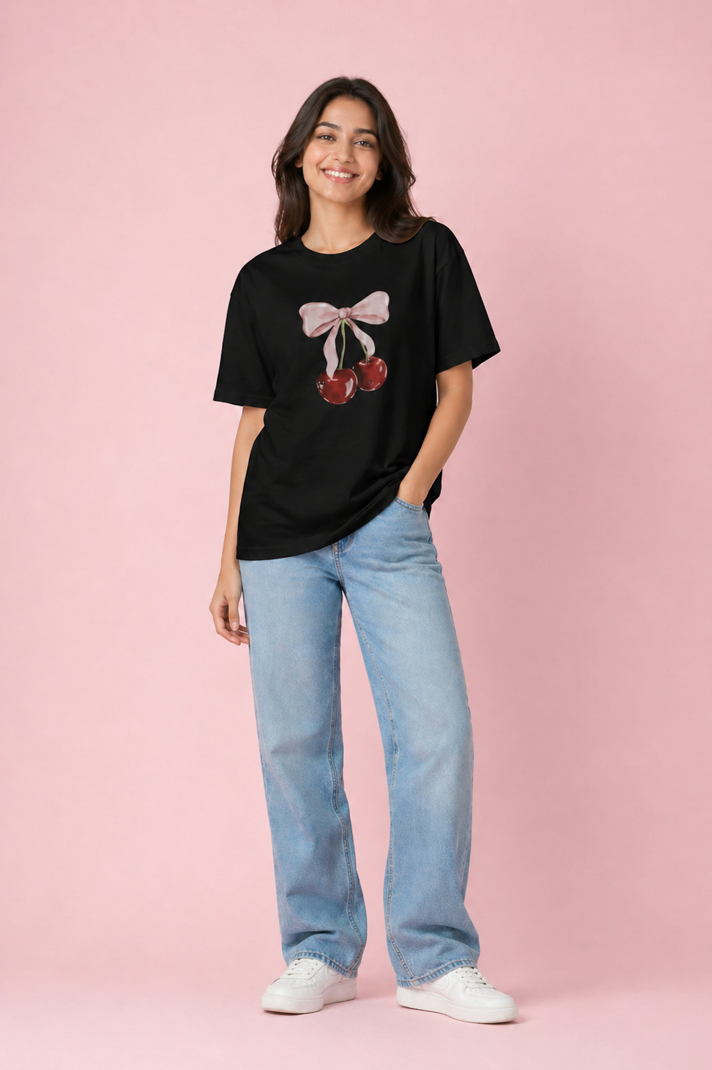 Cherry Bow Oversized Unisex T-Shirt