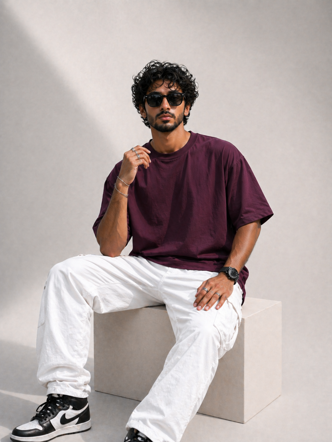 Deep Plum plain Oversized T-Shirt | 100% Premium Cotton