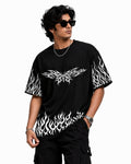 Flame butterfly Oversized unisex T-Shirt- Black