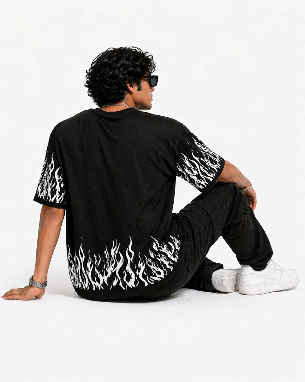 Flame butterfly Oversized unisex T-Shirt- Black