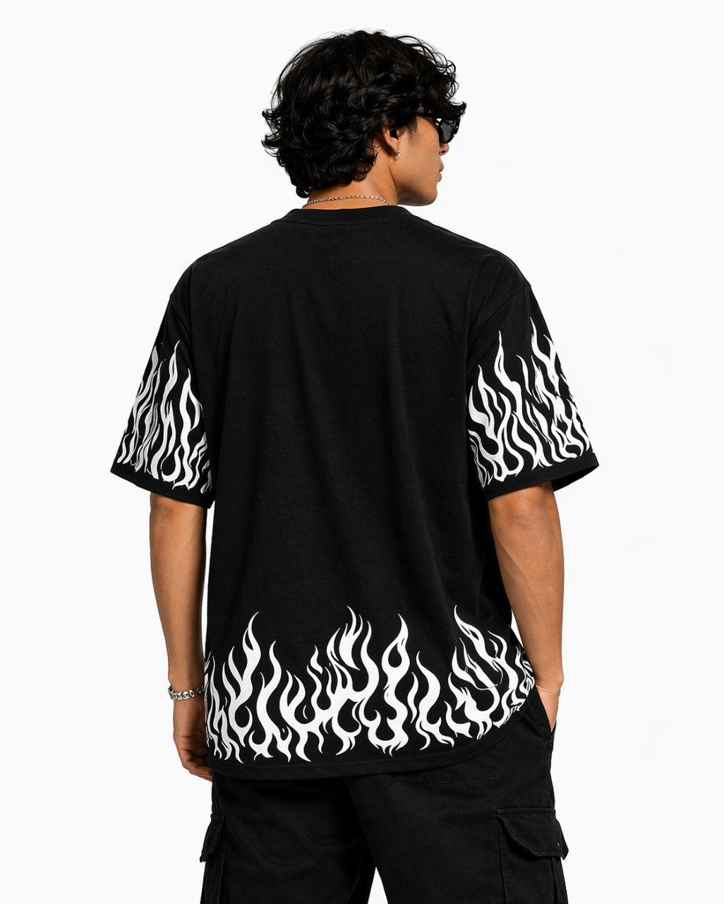 Flame butterfly Oversized unisex T-Shirt- Black