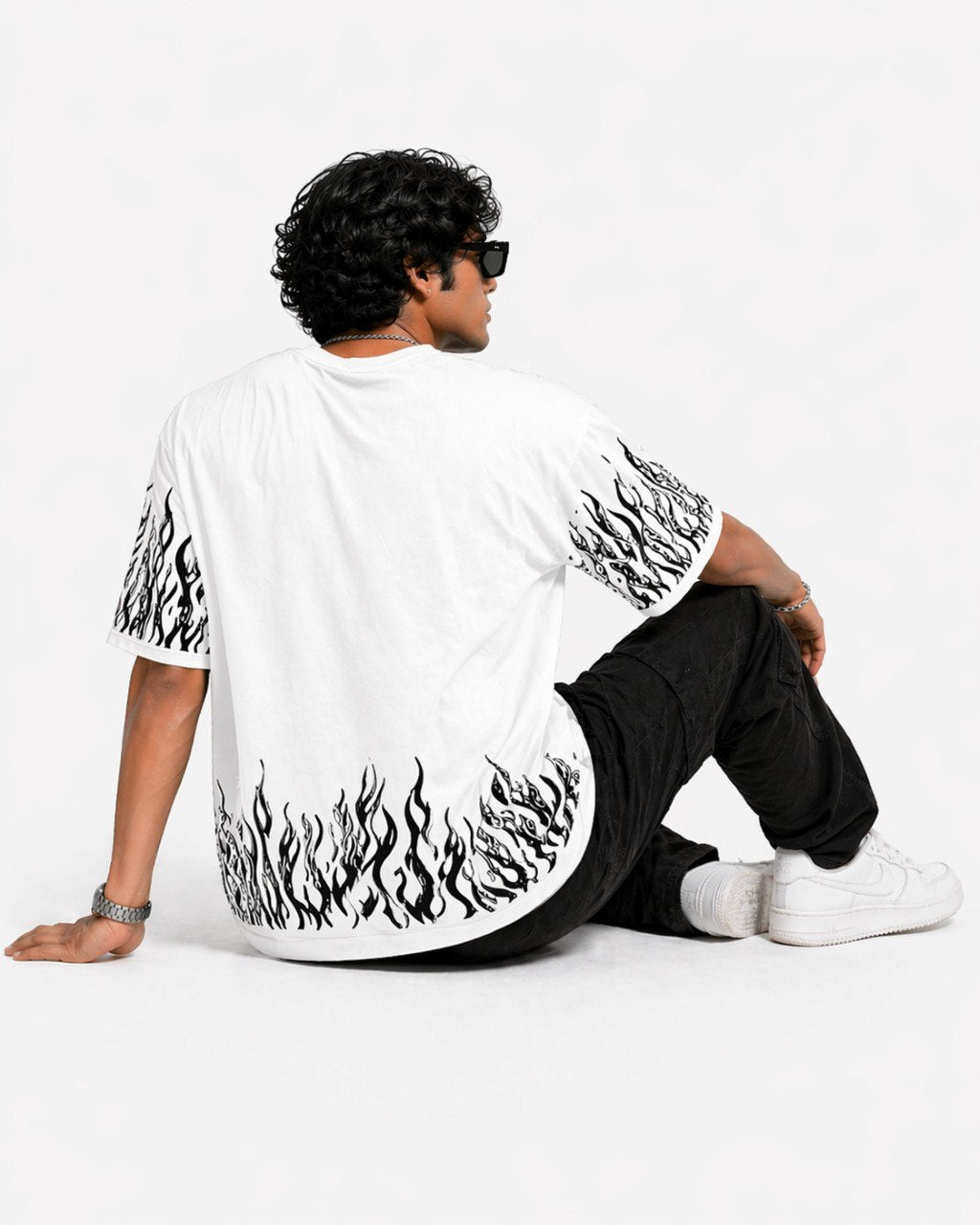 Flame butterfly Oversized unisex T-Shirt- White