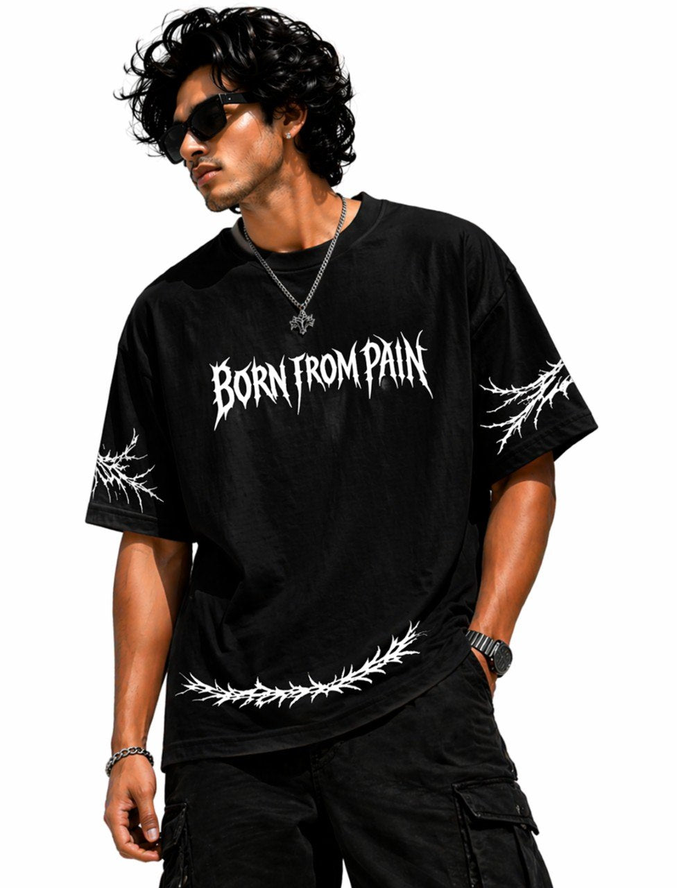 Born From Pain Black Oversized Unisex T-Shirt